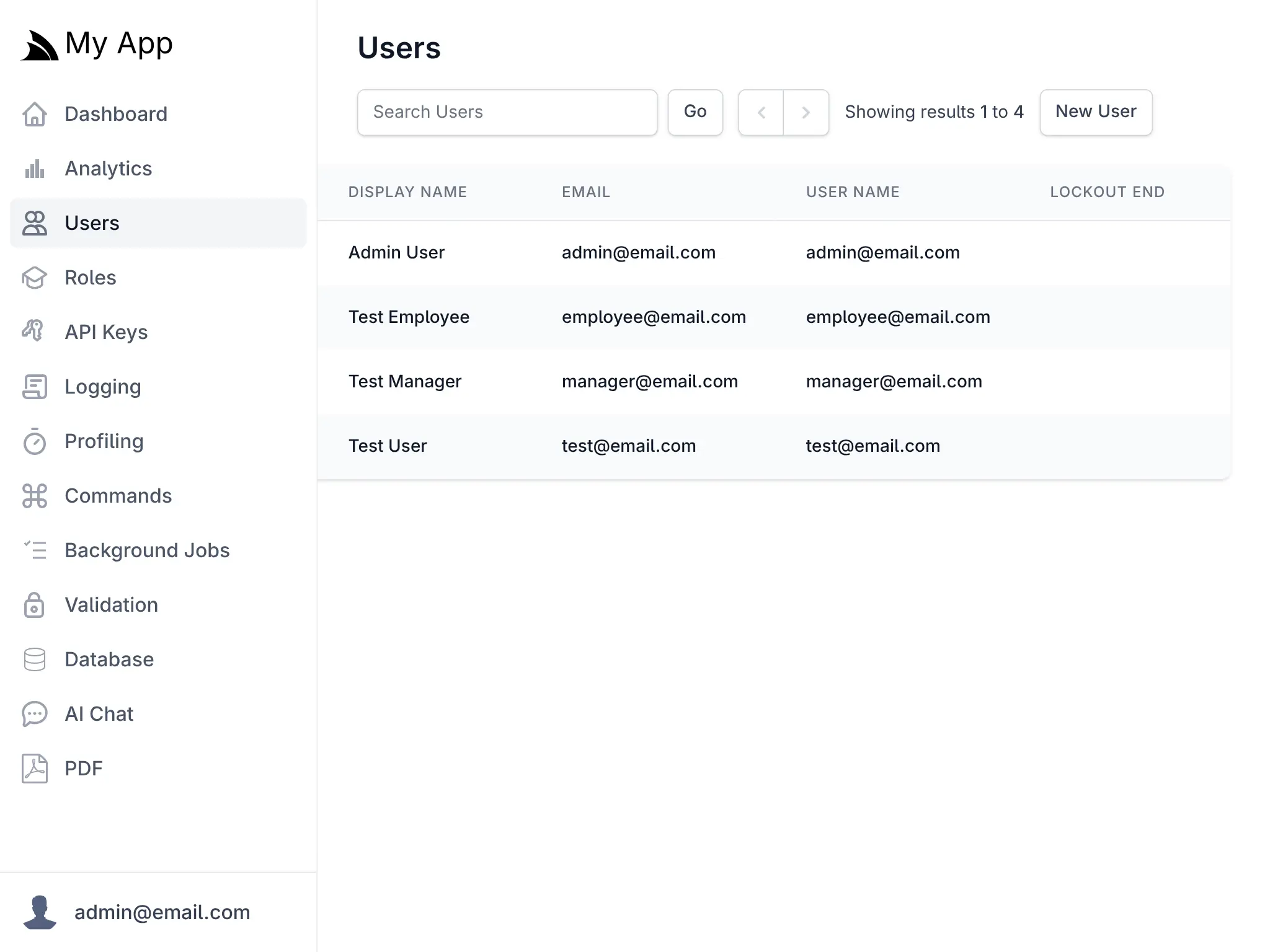 Managing users from the Admin UI