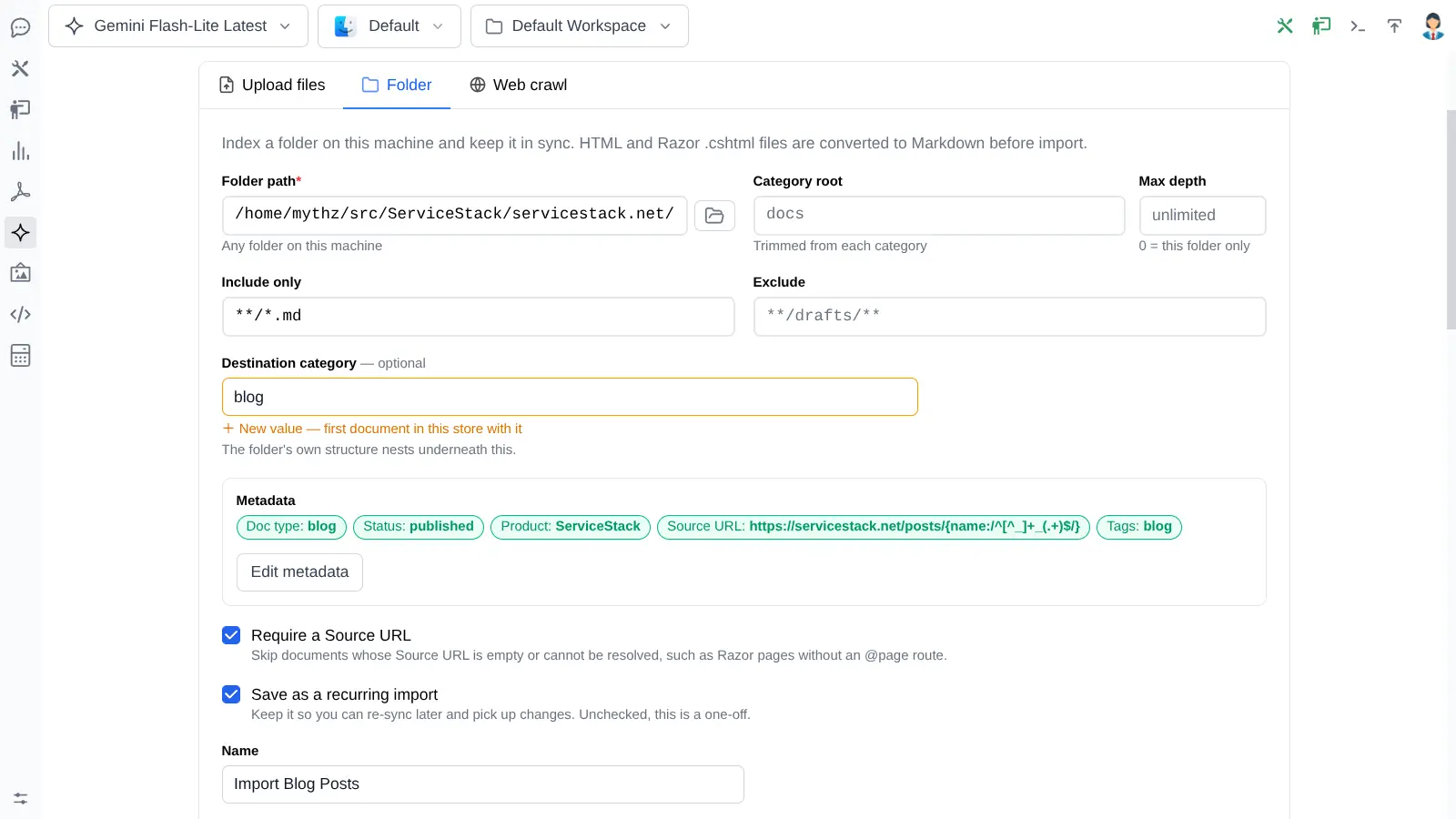 Folder import of servicestack.net blog posts into the blog category