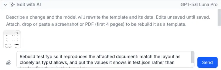 Attaching a reference image while editing an existing template