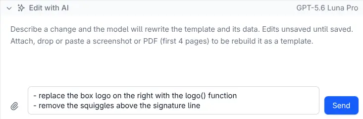 The Edit with AI panel before a prompt