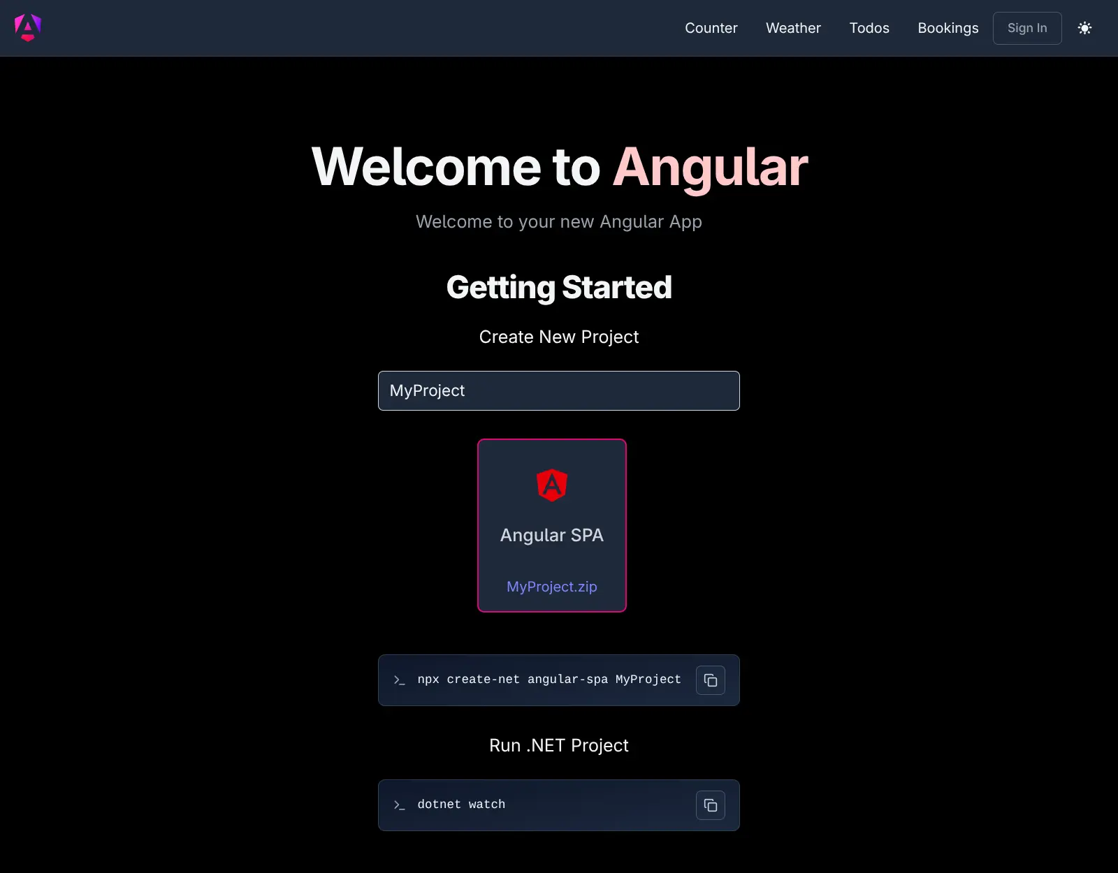 Angular SPA template