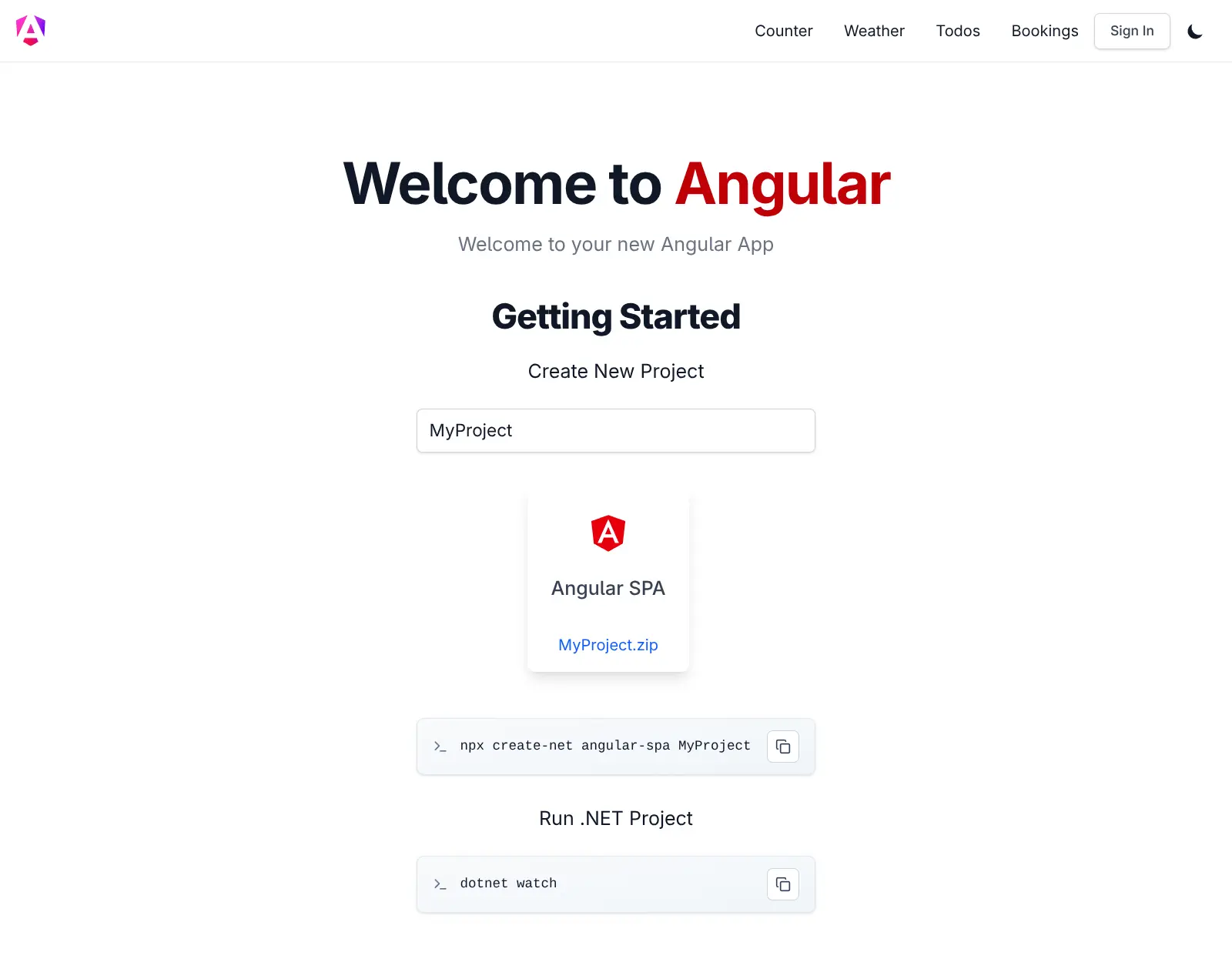 Angular SPA template