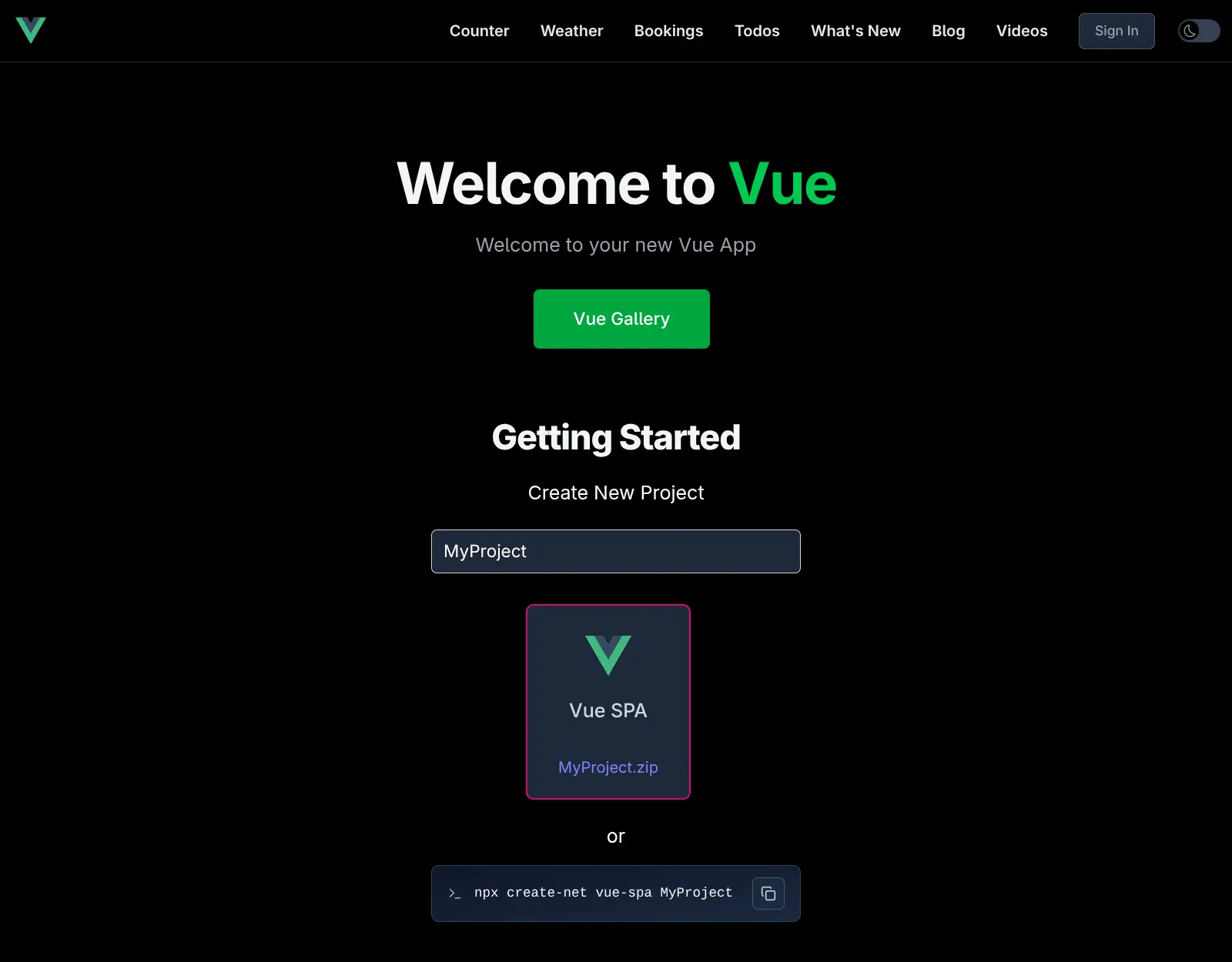 Vue SPA template