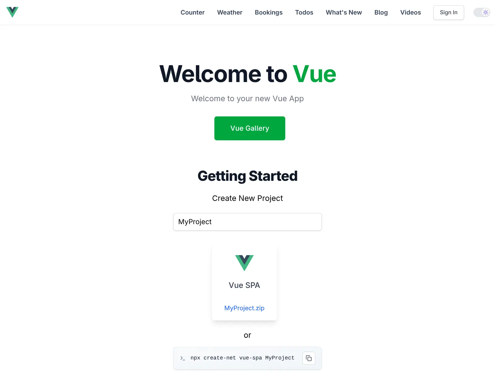 Vue SPA template